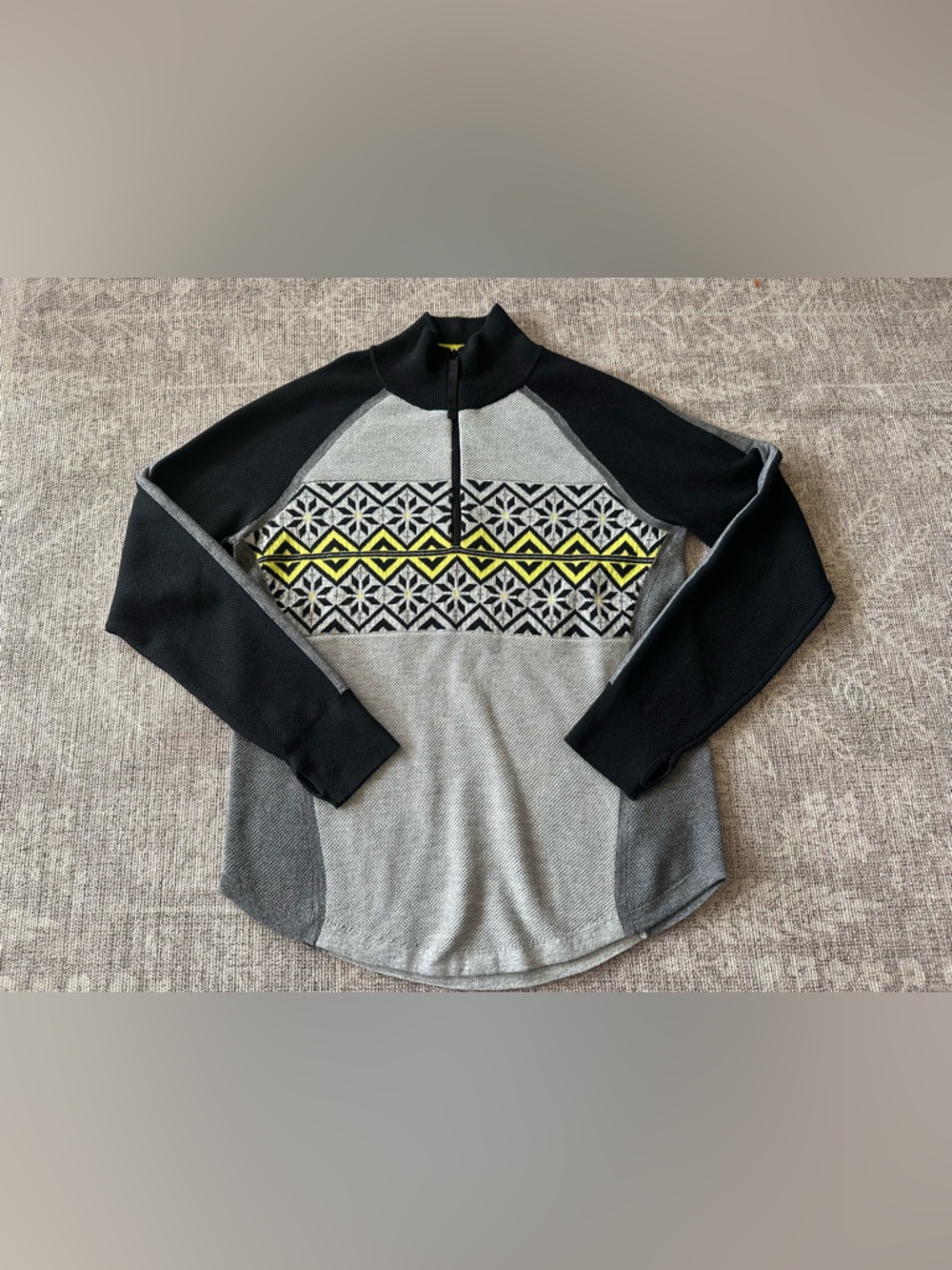 LL Bean Merino Wool Honeycomb Womens 1/4 Zip Sweater long sleeve Size Medium